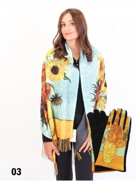 Oil Painting Design Glove + Scarf (SF202502 + GL1656-03)